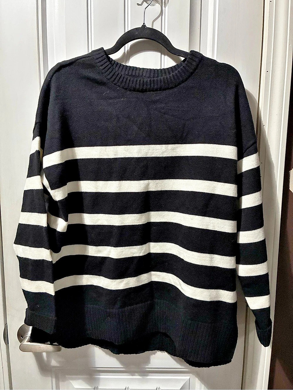 French Connection Essentials Ground Stripe Tunic Sweater Black & White Medium